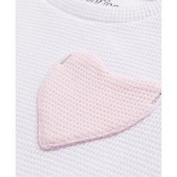 Bonfino 100% Cotton Knit Half Sleeves T-Shirt & Pyjama Night Suit with Heart Applique - White & Light Pink