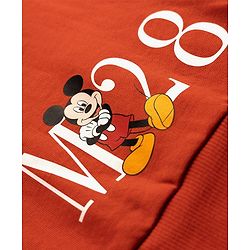 Bonfino Disney 100% Cotton Fleece Knit Full Sleeves Sweatshirt and Joggers Set with Mickey Mouse Graphic in Red