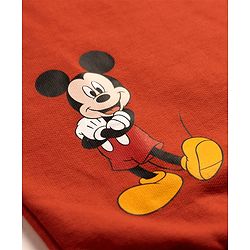 Bonfino Disney 100% Cotton Fleece Knit Full Sleeves Sweatshirt and Joggers Set with Mickey Mouse Graphic in Red